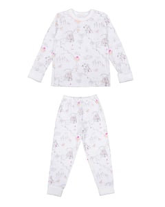 Children’s two-piece pajama set in princess land pink print